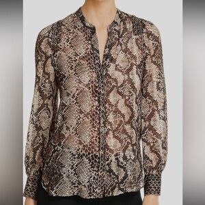 Elie tahari Elizabeth textured Snake Print Blouse size XS